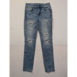 American Eagle Mens Jeans 28 x 32 Skinny Next Level Airflex Distressed Blue